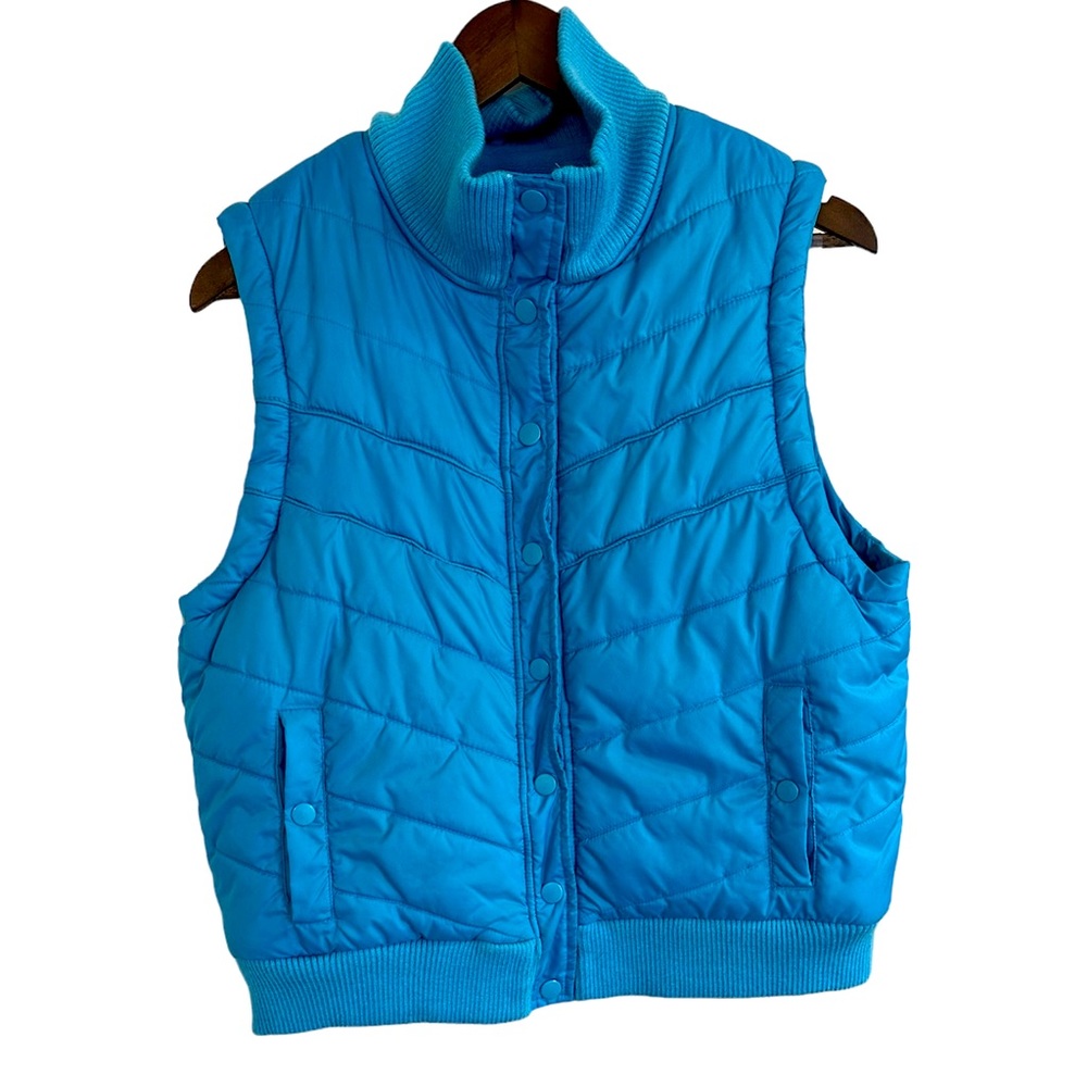 ZLC collection, blue puffer vest women, large